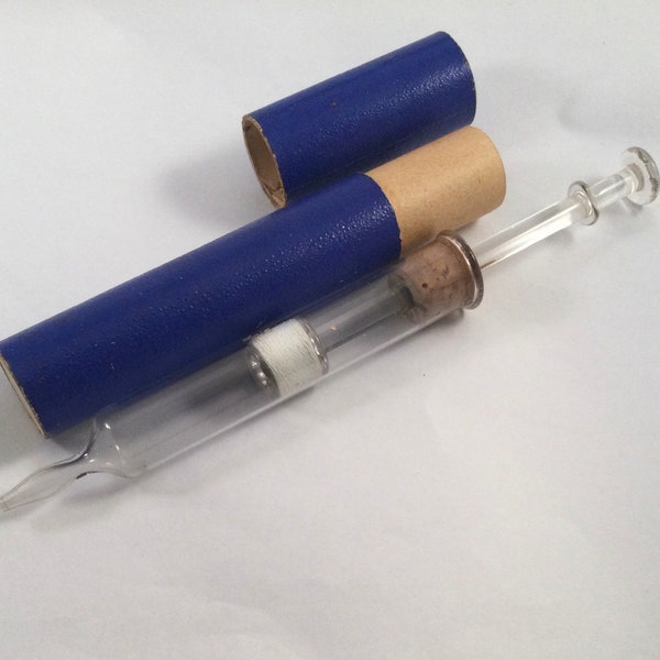 glass syringe antique vintage old glass medical syringe ear wax cleaner medical science dental doctors nursing item