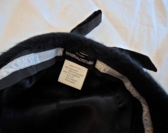 Emporio Armani Black Rabbit Fur Hat – Designer Fuzzy Cap  display picture 3