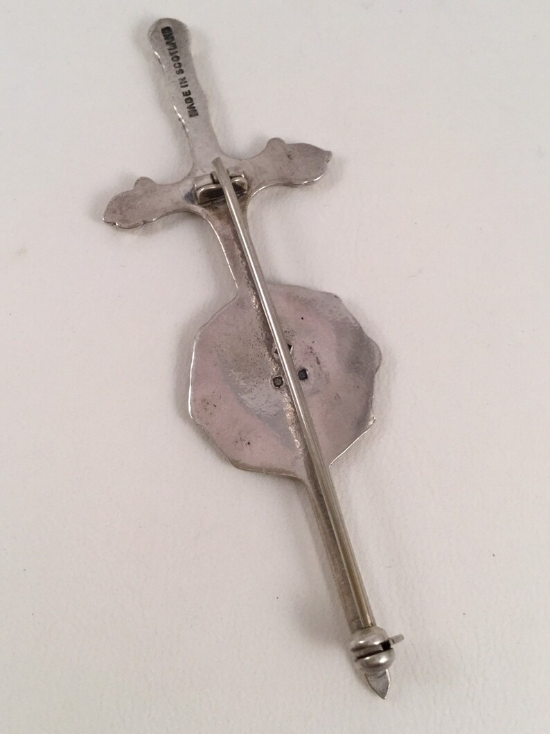 Vintage Jewellery Large Scottish Celtic Sterling Silver Dagger Shield Brooch Pin Antique Jewelry Decoration for Coat Hat Scarf Shawl Kilt
