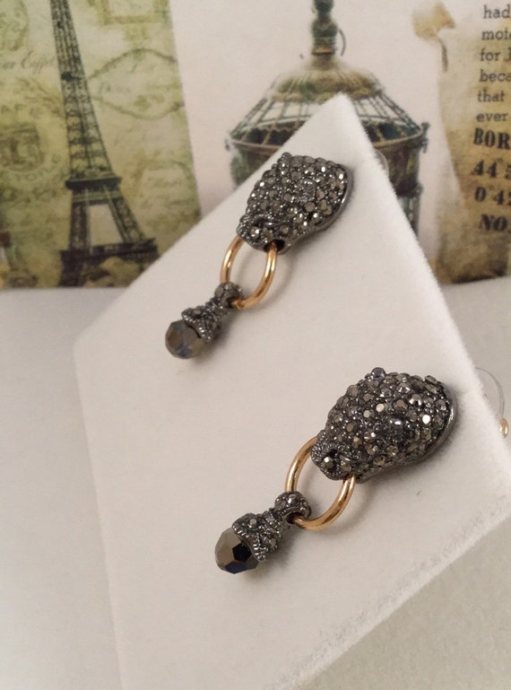 Vintage Jewellery Silver and Gold Earrings with M… - image 8