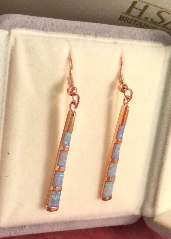 Vintage Jewellery Rose Gold Opal Earrings Antique… - image 5