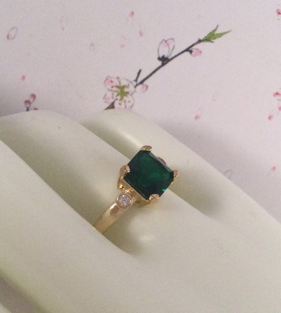 Vintage Jewellery Yellow Gold Ring with Emerald a… - image 5