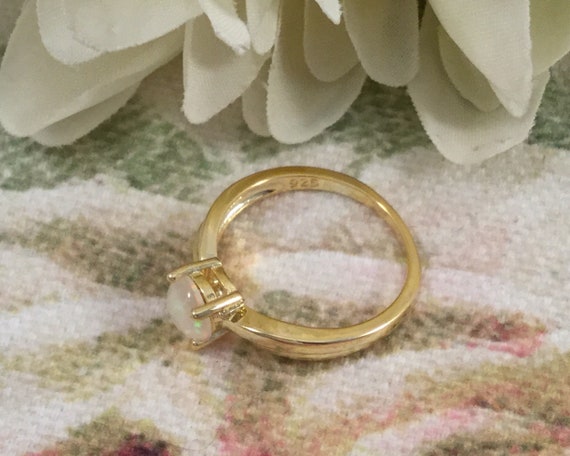 Vintage Retro Jewellery Yellow Gold Ring with Opa… - image 6