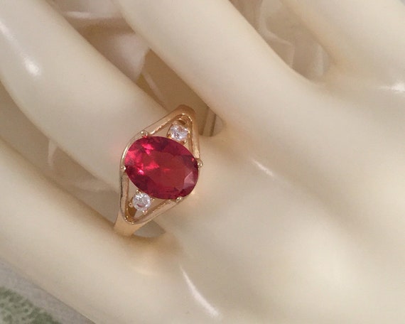 Vintage Jewellery Yellow Gold Ring with Ruby and … - image 5