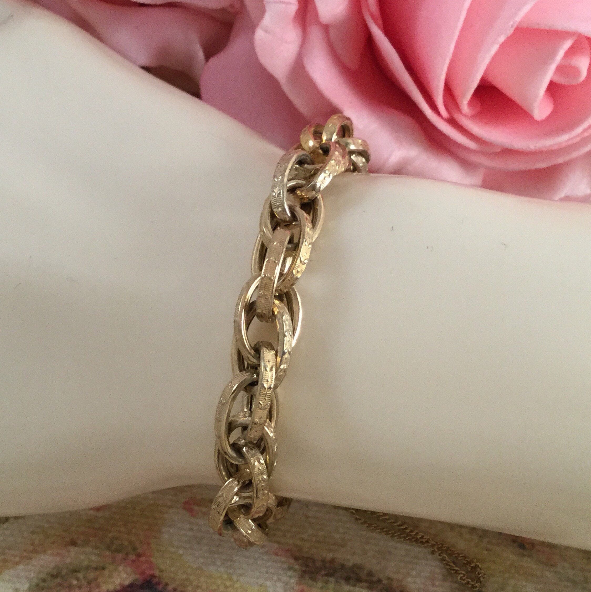 Gold Bracelet Vintage Jewellery Yellow Gold Chain Bracelet Etsy