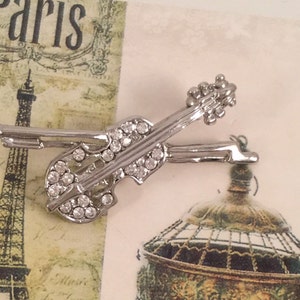 Vintage Jewellery Violin SILVER BROOCH PIN for Music Teacher Gift Antique Art Deco Dress Jewelry Brooch pin for coat hat shawl