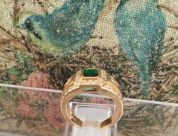 Vintage Jewellery Yellow Gold Ring with Emerald a… - image 5