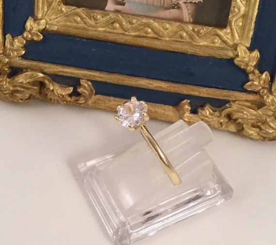 Vintage Jewellery Yellow Gold Ring White Diamond … - image 8