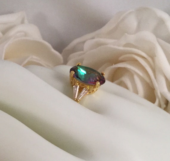 Vintage Jewellery Yellow Gold Ring with Mystic To… - image 8