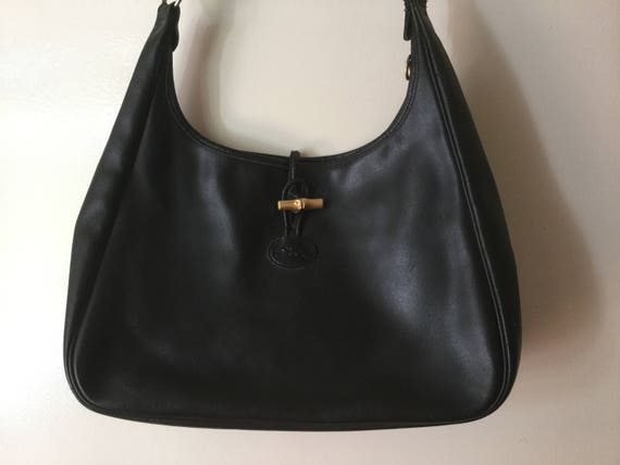 longchamp black leather bag