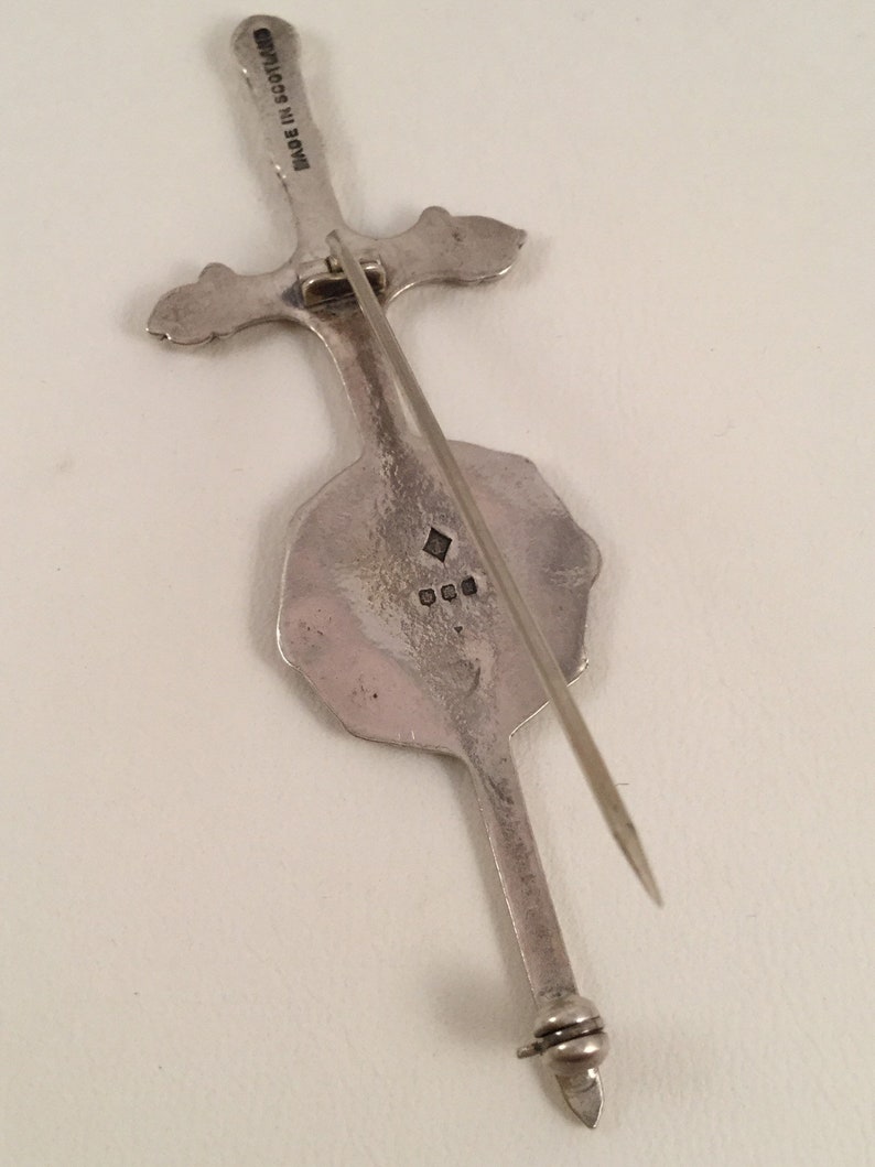 Vintage Jewellery Large Scottish Celtic Sterling Silver Dagger Shield Brooch Pin Antique Jewelry Decoration for Coat Hat Scarf Shawl Kilt