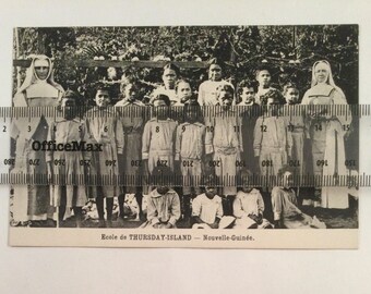 Vintage photo postcard Aboriginal Thursday Island photograph Nouvelle Guinee Mission