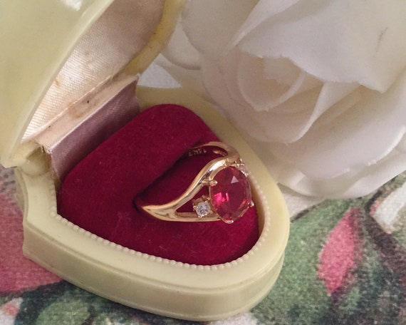 Vintage Jewellery Yellow Gold Ring with Ruby and … - image 2