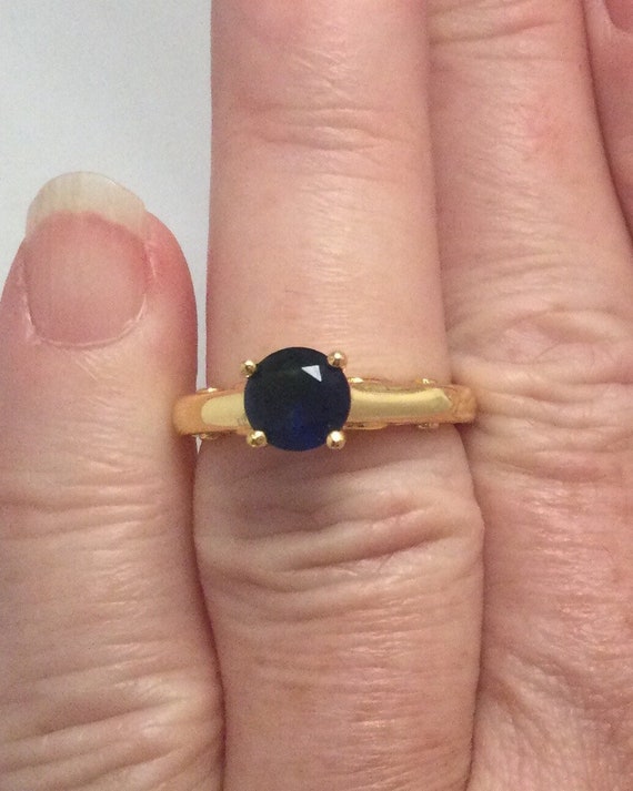 Vintage Jewellery Yellow Gold Ring with Blue and … - image 4