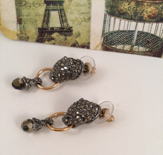 Vintage Jewellery Silver and Gold Earrings with M… - image 2