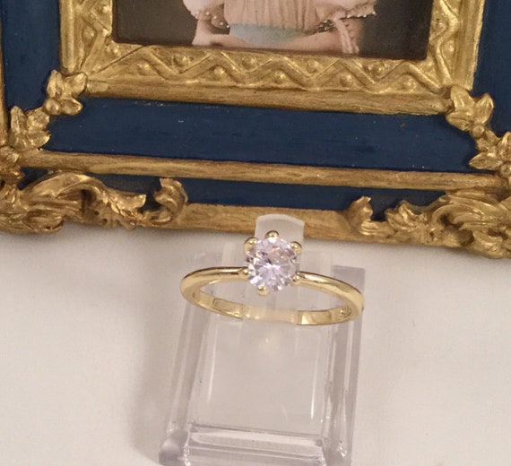 Vintage Jewellery Yellow Gold Ring White Diamond … - image 7