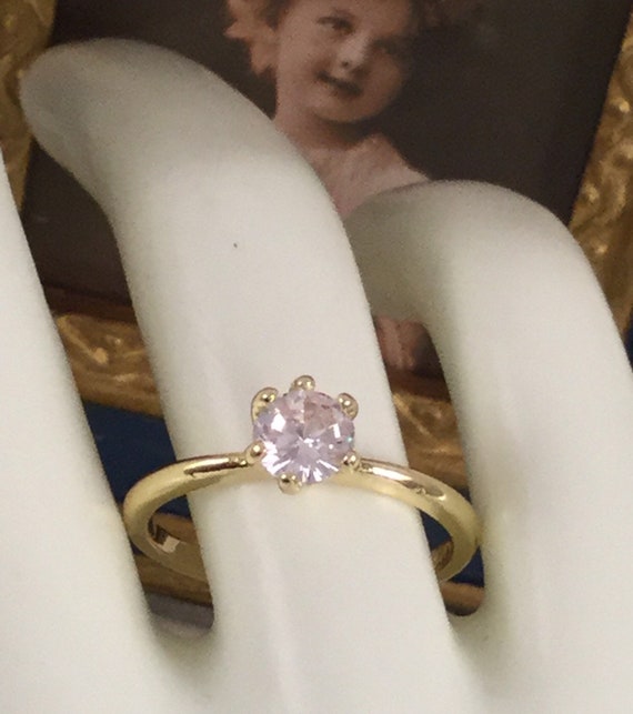 Vintage Jewellery Yellow Gold Ring White Diamond … - image 2