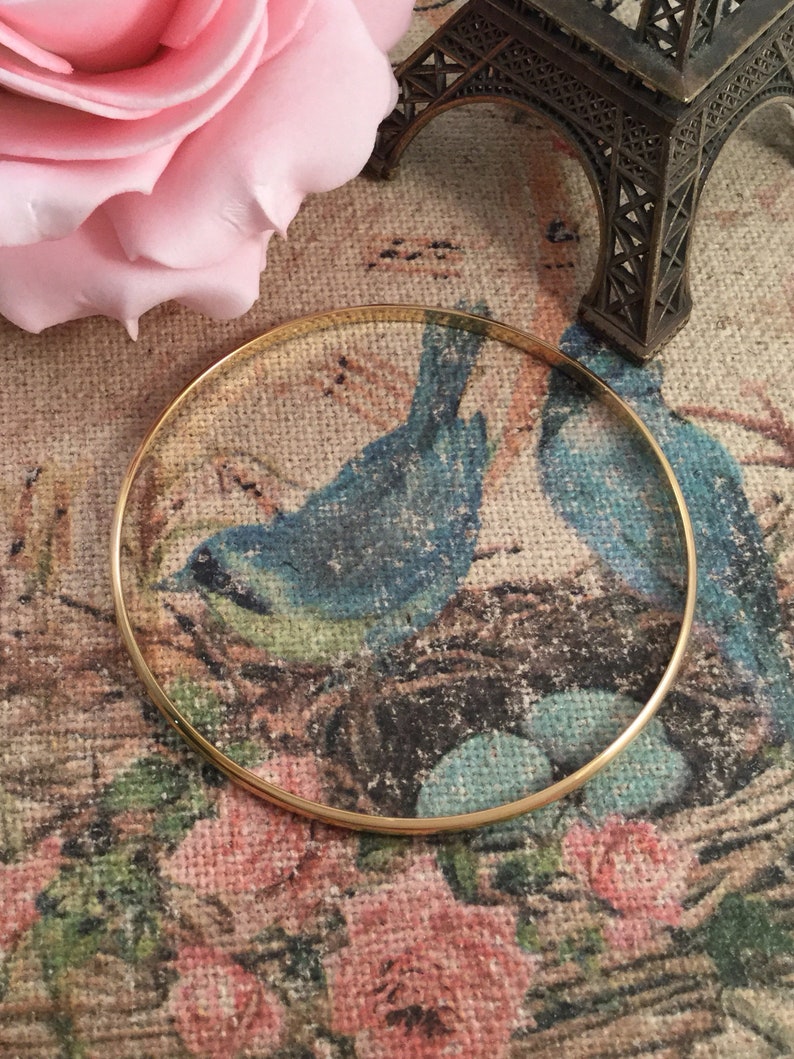 Vintage Jewellery Yellow Gold Bangle Jewelry 8 inches