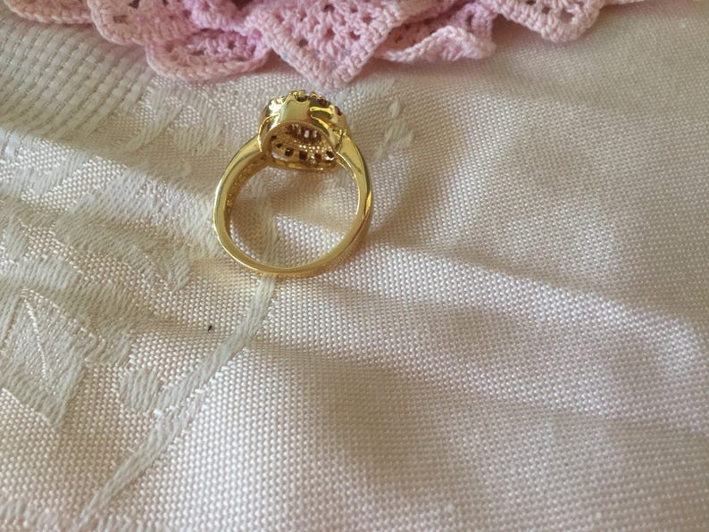 Antique Art Deco VintageJewellery Yellow Gold Ring with Rubies and White Sapphires jewelry dress ring size 8 or Q