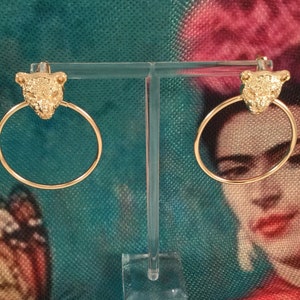 Retro Vintage Jewellery Gold Leopard Panther Head Hoop Earrings Dress Jewelry Ear Rings