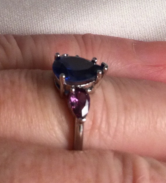 Vintage Jewellery White Gold Ring Blue Sapphire A… - image 4