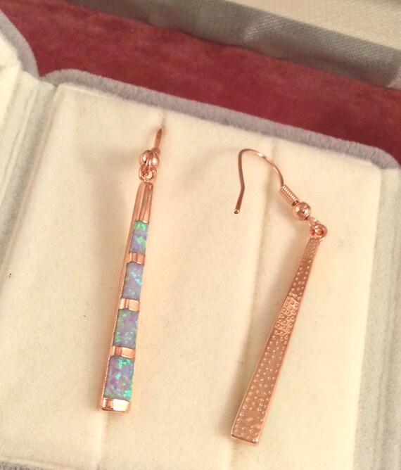 Vintage Jewellery Rose Gold Opal Earrings Antique… - image 6