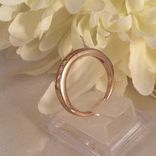 Vintage Jewellery Yellow Gold Band Ring shops with White Sapphires Antique Art Deco Dress Jewelry small ring size N