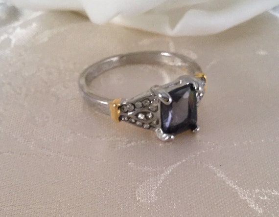 Vintage Jewelry Sterling Silver and Gold Ring wit… - image 5