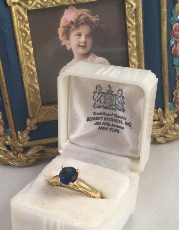 Vintage Jewellery Yellow Gold Ring with Blue and … - image 2