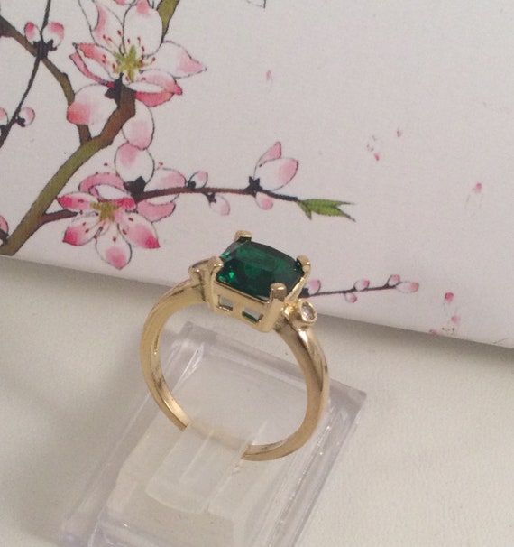 Vintage Jewellery Yellow Gold Ring with Emerald a… - image 8