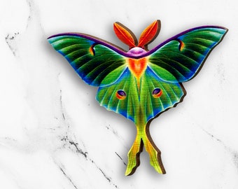 Brooch Pin Pinback LUNA MOTH butterfly wooden jewelry lasercut gift