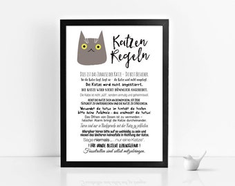 Kunstdruck KATZEN REGELN Bild Druck Deko Kunst Wandbild Plakat Poster Katze Spruch