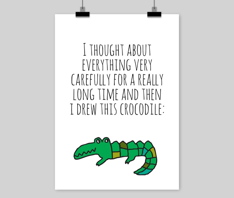Kunstdruck KROKODIL lustig Spruch Gedanken Etsy.de