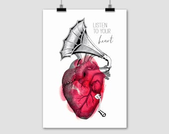 Herz Anatomie Poster Etsy