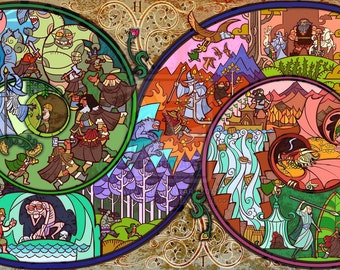 Lord of the Rings Cross Stitch LOTR Pattern stained glass cross stitch korss - 496 x 238 stitches - Instant Download - B826