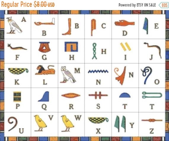 Hieroglyphic Cross Stitch Pattern Egyptian Alphabet Cross Etsy