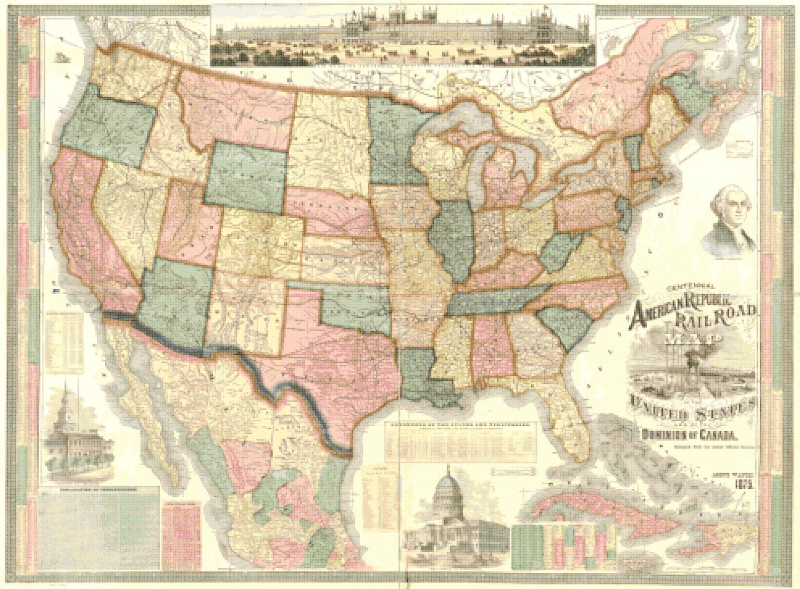 Old United States Map Cross Stitch Pattern Old Map Pattern Etsy