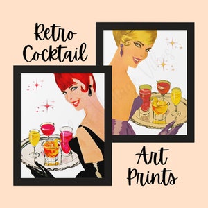 Retro Atomic Cocktail Art Print Atomic Age Cocktail Wall Art MCM Home Decor 1950's Art Print Retro Home Decor Cartel de cóctel atómico femenino