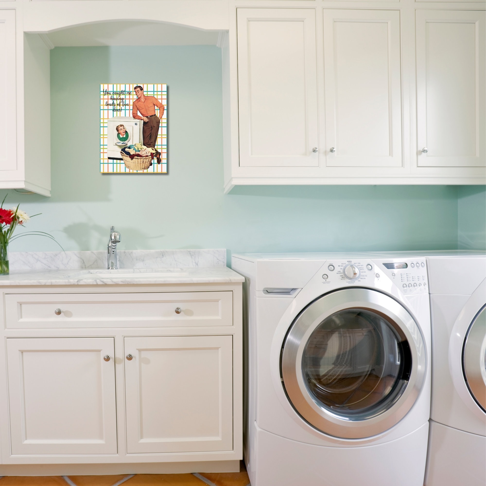 Retro Laundry Room Canvas Wall Art Atomic Canvas Art MCM Laundry Room ...