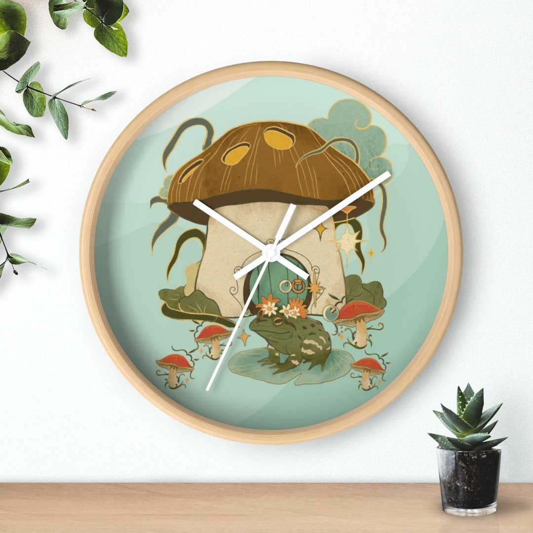 Cottagecore Wall Clock Mushroom Wall Clock Frog Wall Clock Etsy