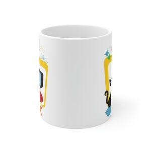 Retro Atomic Black Cat Coffee Cup, MCM Cup, Atomic Coffee Cup, Cat Lover Coffee Cup, Gift For Cat Lover, Mid Century Modern Cat Coffee Cup image 6