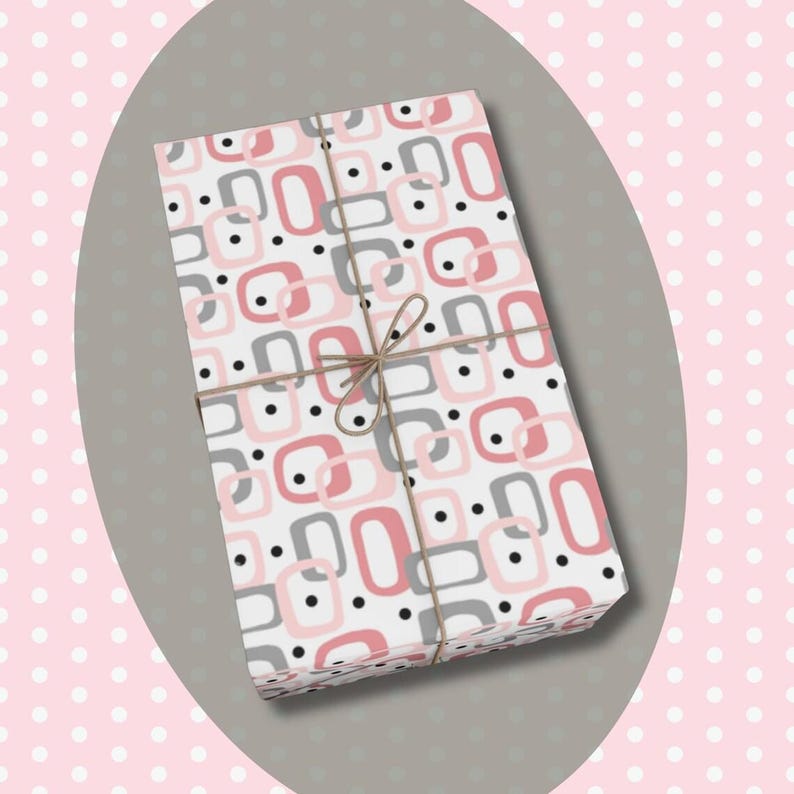Retro Atomic Gift Wrap Paper Mid Century Modern Gift Wrapping Mid Mod ...