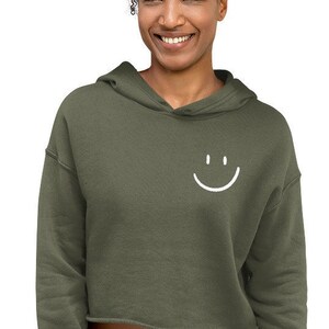 Happy face cropped hoddie, smiley face cropped hoodie, be happy hoodie, smile more hoodie, happy hoodie, always happy cropped hoodie, smile