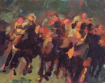 Abstract Horse Race: Small Painting Study