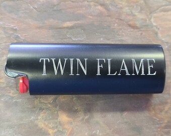 TWIN FLAME Lighter Case w/New BIC Lighter *9 colors to choose from
