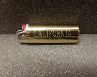 40 yr old PERSONALIZED Vintage Brass Lighter Case w/NEW BIC Lighter