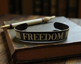 FREEDOM Aluminum Cuff Bracelets Made in Louisville, KY.