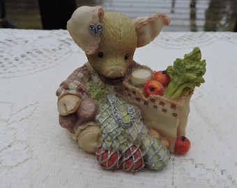This Little Piggy Went To Market Pig Figurine 1994 Enesco