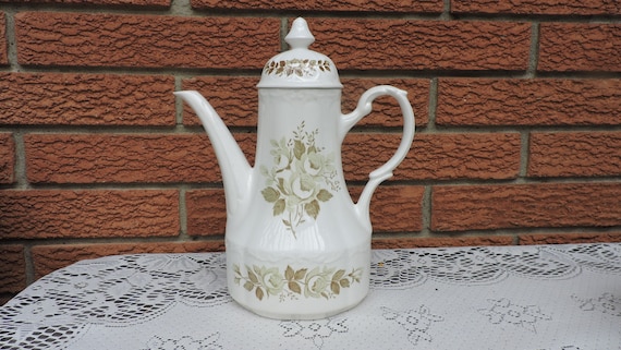 Vintage J/&G Meakin COLONIAL GARDEN Ironstone Tall Coffee Pot Green Roses