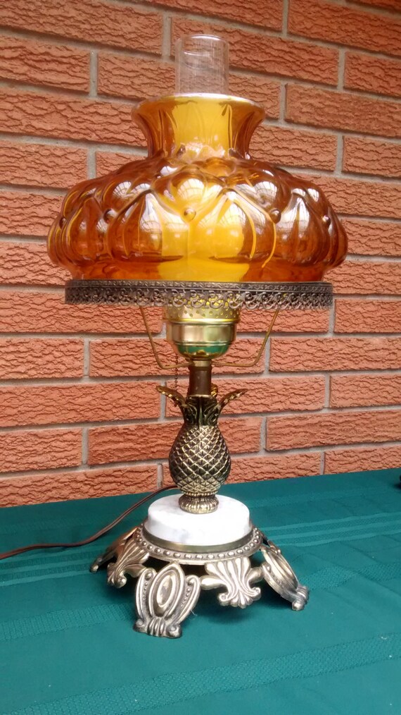vintage amber glass table lamp